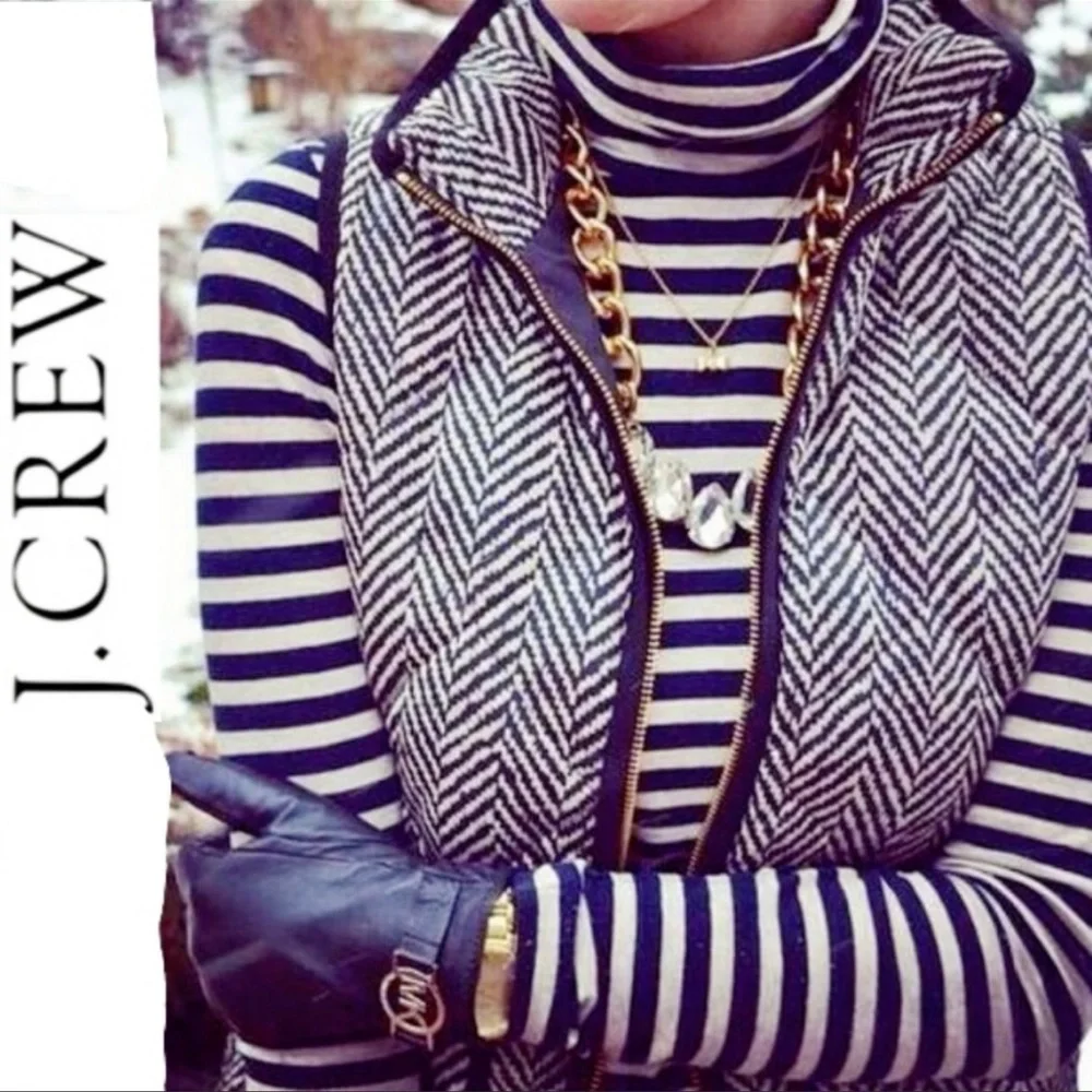 NWOT JCREW Herringbone puffer vest black and cream Size XS - Picture 5 of 10